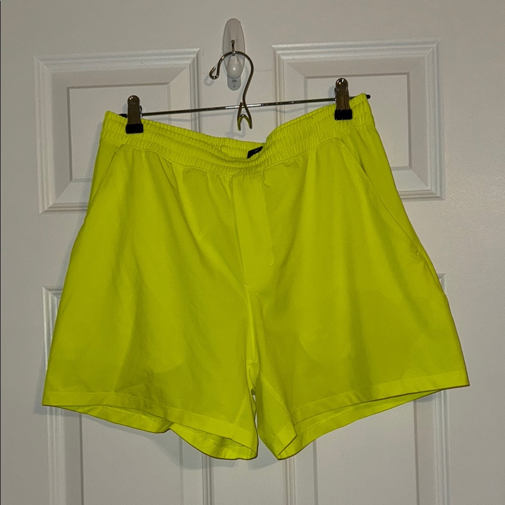 Lululemon Neon Yellow Pace Breaker 5” Linerless Shorts